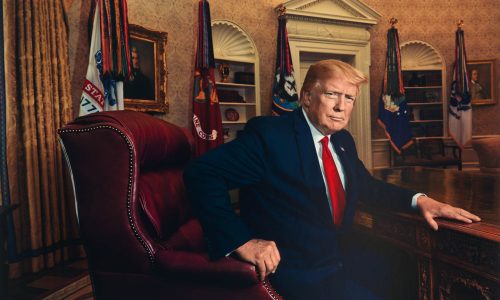 “President Donald J. Trump for Time Magazine in 2019” by Pari Dukovic, inkjet print, June 17, 2019 (printed 2020). National Portrait Gallery, Smithsonian Institution. Copyright 2019 Pari Dukovic.    President Donald J. Trump for Time Magazine in 2019